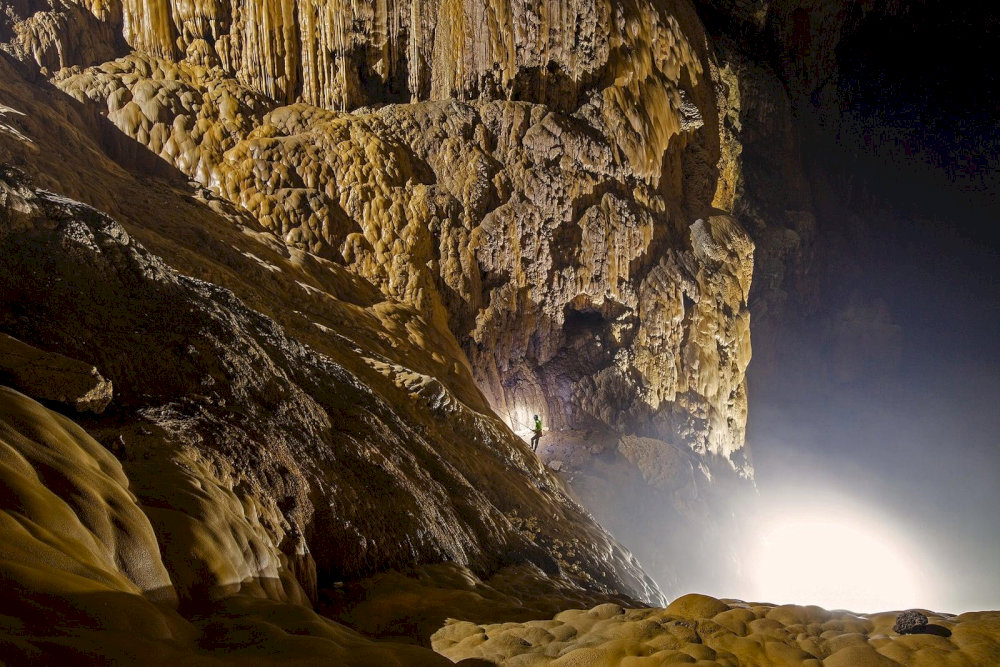 The Great Wall of Vietnam marks the final, most challenging climb within Son Doong Cave